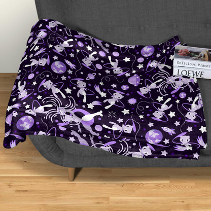 Mewtwo and Mew Galaxy Blanket, Soft Cotton Fleece Throw, Cute Mewtwo Fleece Blanket Gift