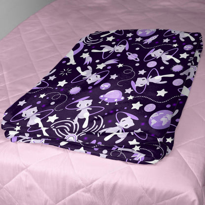 Mewtwo and Mew Galaxy Blanket, Soft Cotton Fleece Throw, Cute Mewtwo Fleece Blanket Gift