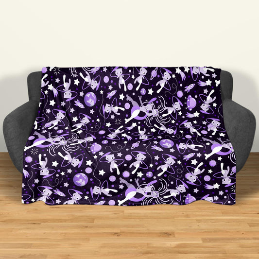 Mewtwo and Mew Galaxy Blanket, Soft Cotton Fleece Throw, Cute Mewtwo Fleece Blanket Gift