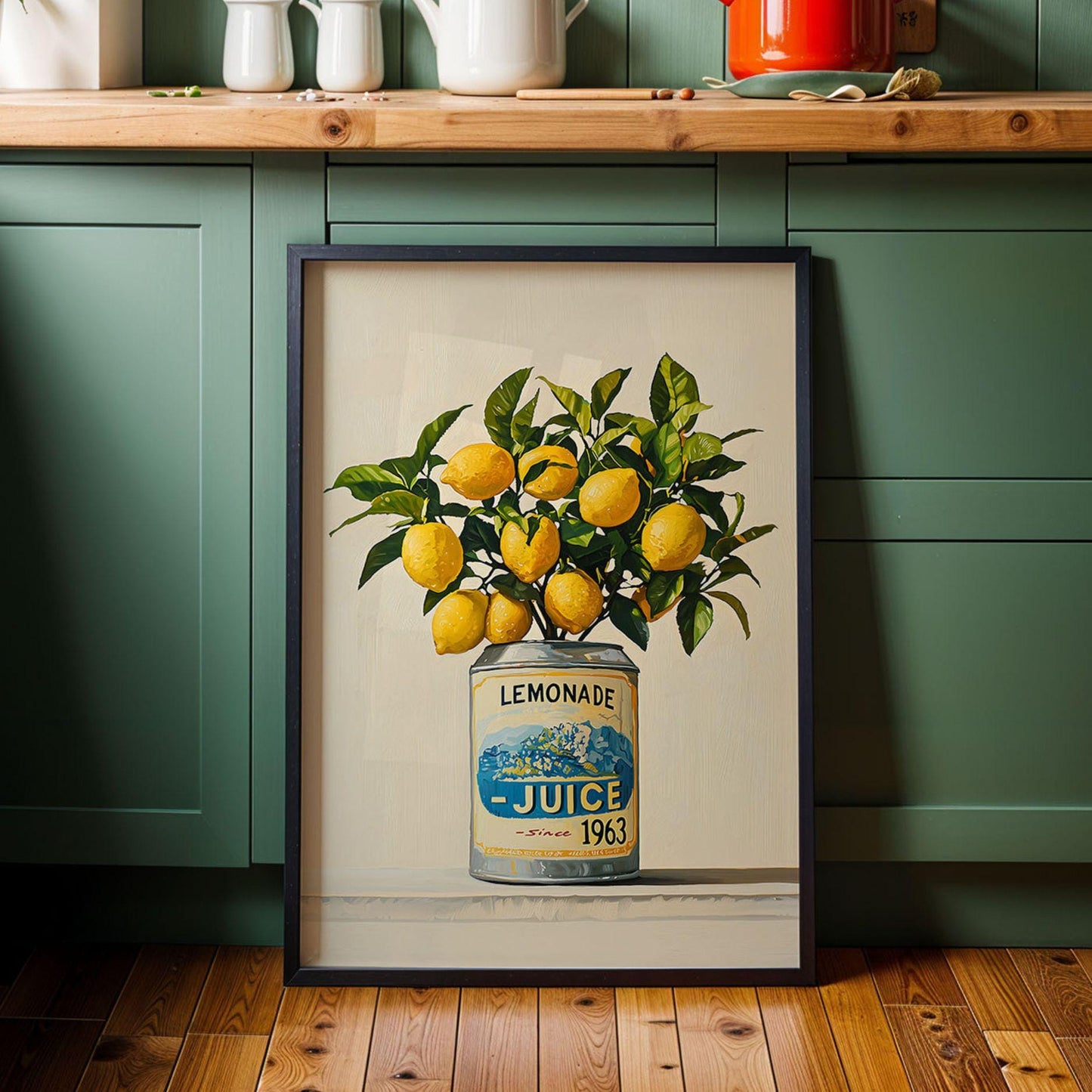 Lemonade Juice Tree Wall Art Botanical Kitchen Print Lemon Poster Dining Room Fruit Art Country Farmhouse Oil Painting Wall Art Poster Gift