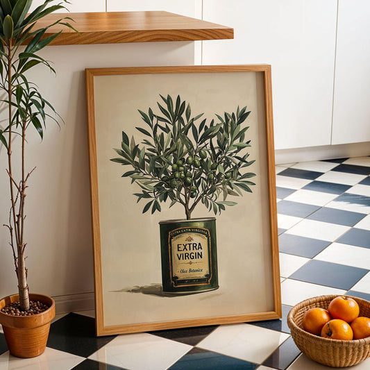 Olive Tree Kitchen Wall Art Extra Virgin Olive Oil Poster Rustic Greenery Dining Room Print Country Kitchen Oil Painting Wall Art Poster