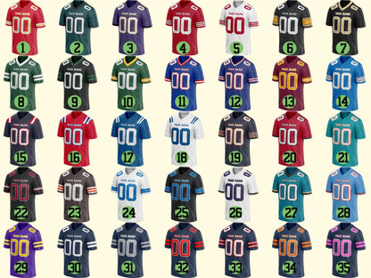 Personalized Football Jersey, Custom Football Jerseys for Any Color, Customized Name & Team Number Football shirt, Sports Uniform Fans Gifts