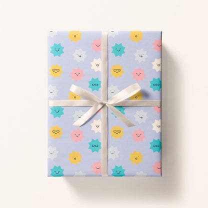 Star Faces Wrapping Paper Sheet 700x500mm - Summer Gift Wrap Sheet - Birthday Wrapping Paper - Star Gift Wrap - Fun Wrapping Paper