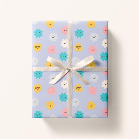 Star Faces Wrapping Paper Sheet 700x500mm - Summer Gift Wrap Sheet - Birthday Wrapping Paper - Star Gift Wrap - Fun Wrapping Paper