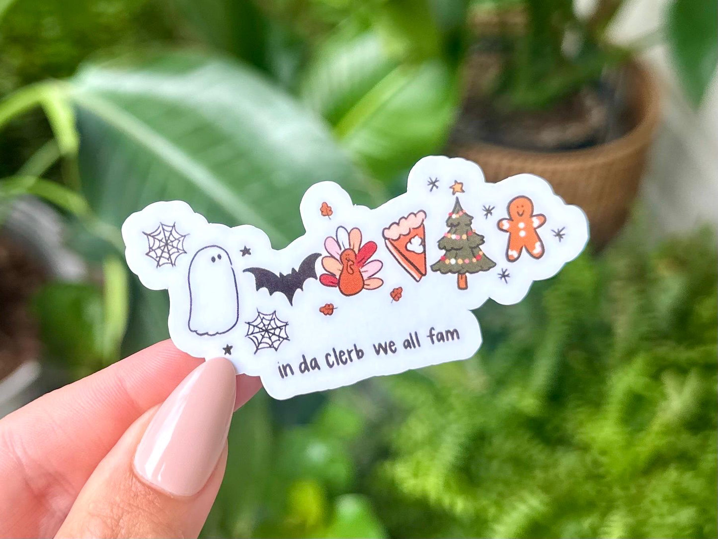 We All Fam Fall Waterproof Sticker, Halloween Stickers, Spooky Decals, Halloween Gifts, Horror Gifts, Best Friend Gifts, Autumn