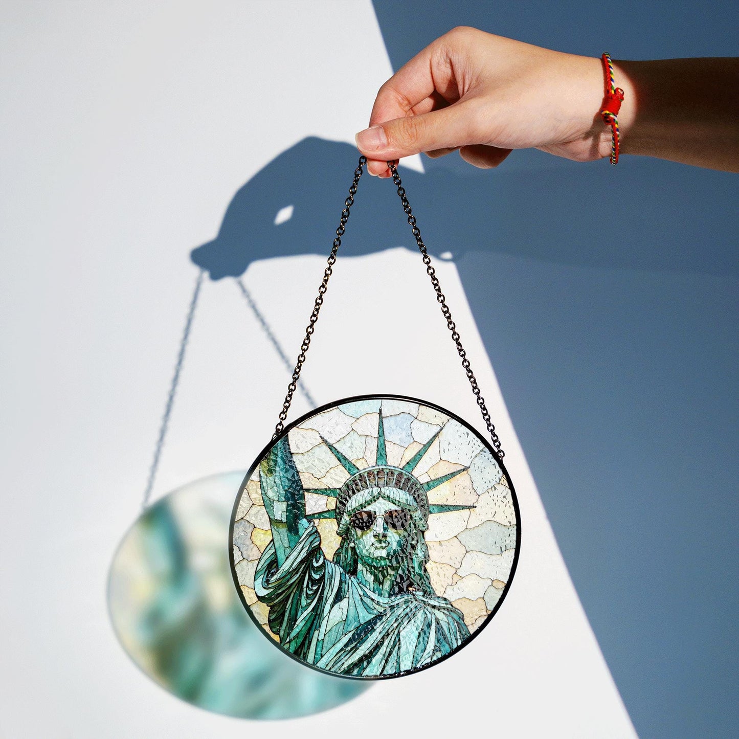 Statue of Liberty glass art window suncatcher radiant light ornament Independence Day patriotic gift for friends family