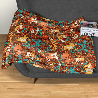 Cubone and Trapinch Blanket, Cute Throw Blanket, Cozy Bed Sofa Couch Decor Home Decor Cotton Blanket, Cubone Blanket Gifts