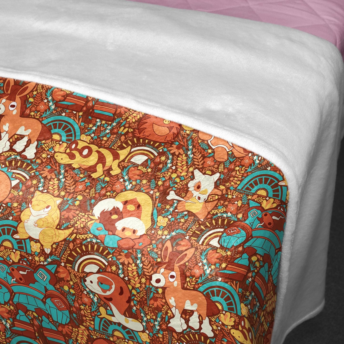 Cubone and Trapinch Blanket, Cute Throw Blanket, Cozy Bed Sofa Couch Decor Home Decor Cotton Blanket, Cubone Blanket Gifts