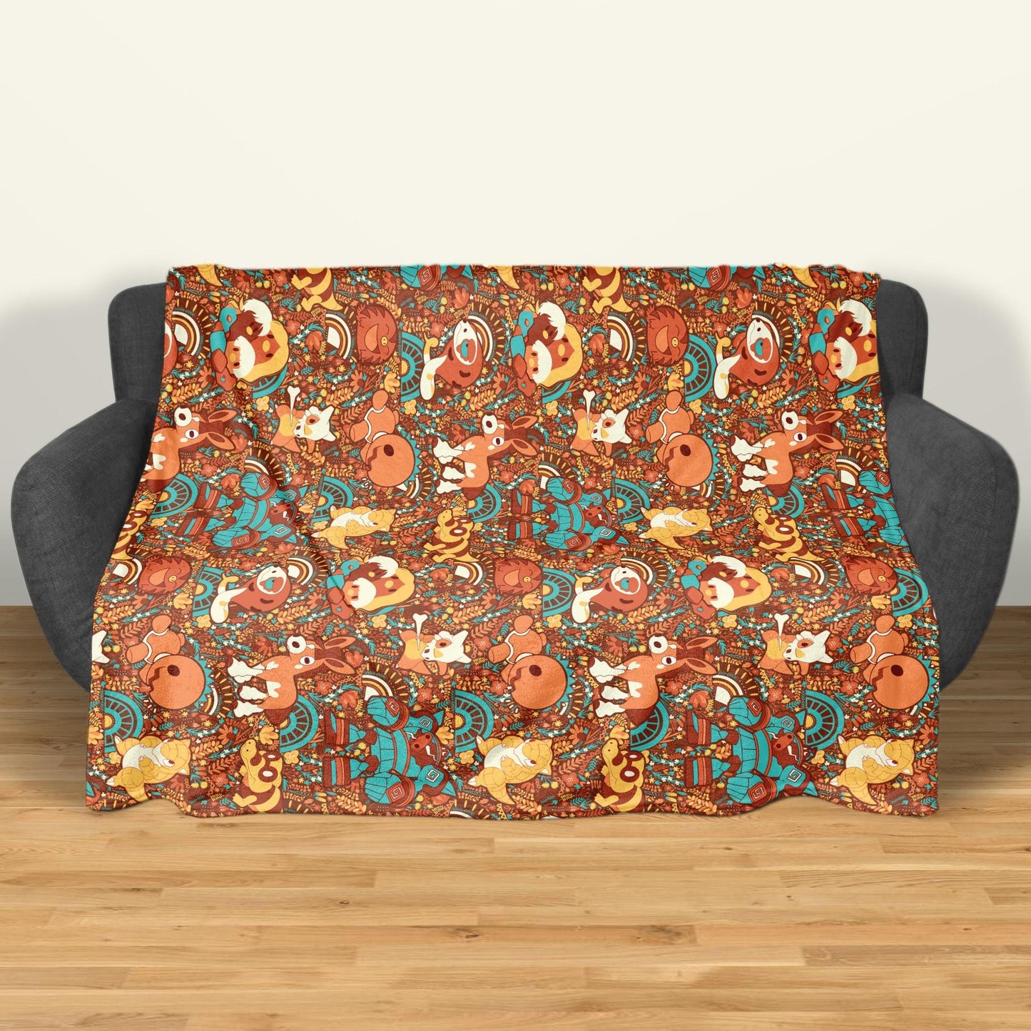 Cubone and Trapinch Blanket, Cute Throw Blanket, Cozy Bed Sofa Couch Decor Home Decor Cotton Blanket, Cubone Blanket Gifts