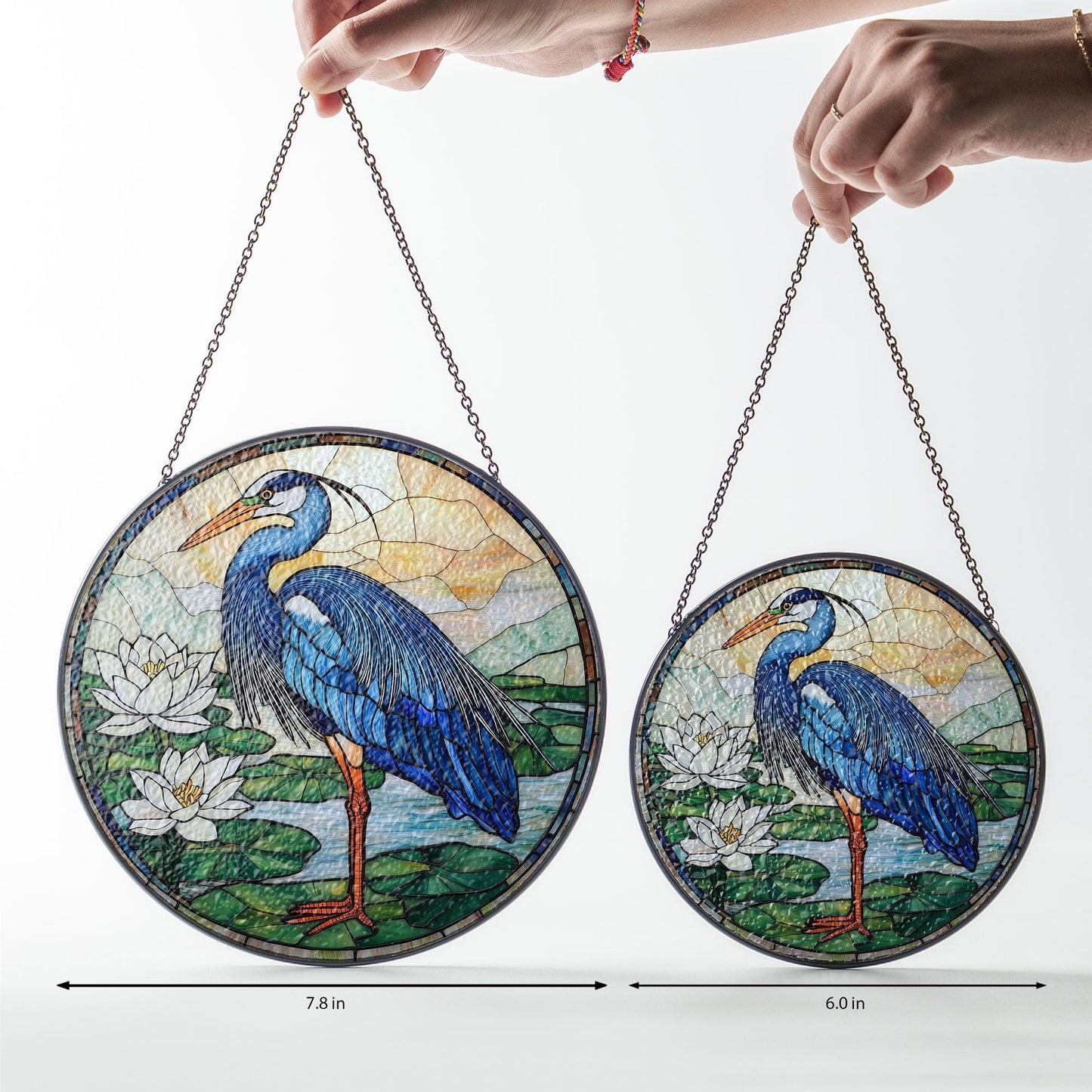 Blue Heron Stained Glass Suncatcher, Birds Lover Gift, Peaceful Art Window Hanging Decor, Bird Glass Suncatcher, Blue Heron Lovers Presents
