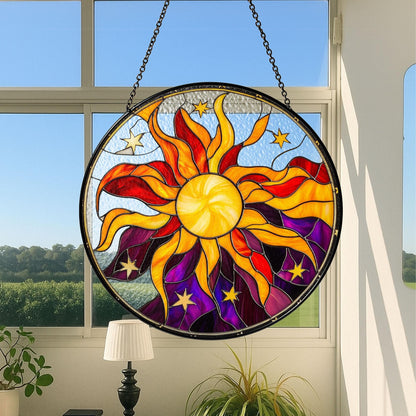 Sun Glass Suncatcher, Sun Suncatcher Ornament, Whimsical Spiral Sun, Sun Art, Sun Set Lover Gift, Sun Home Decor, New Home Decor, mom gift