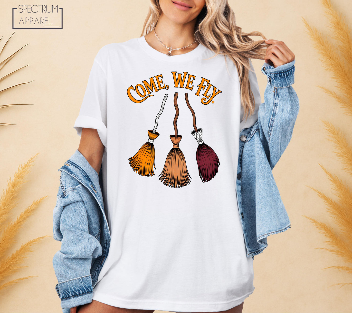 Come We Fly T-Shirt, Come We Fly Halloween Shirt, Come We Fly October Shirt, Halloween Witch Broom Tee, Spooky Witch Shirt, Cute Autumn Tee