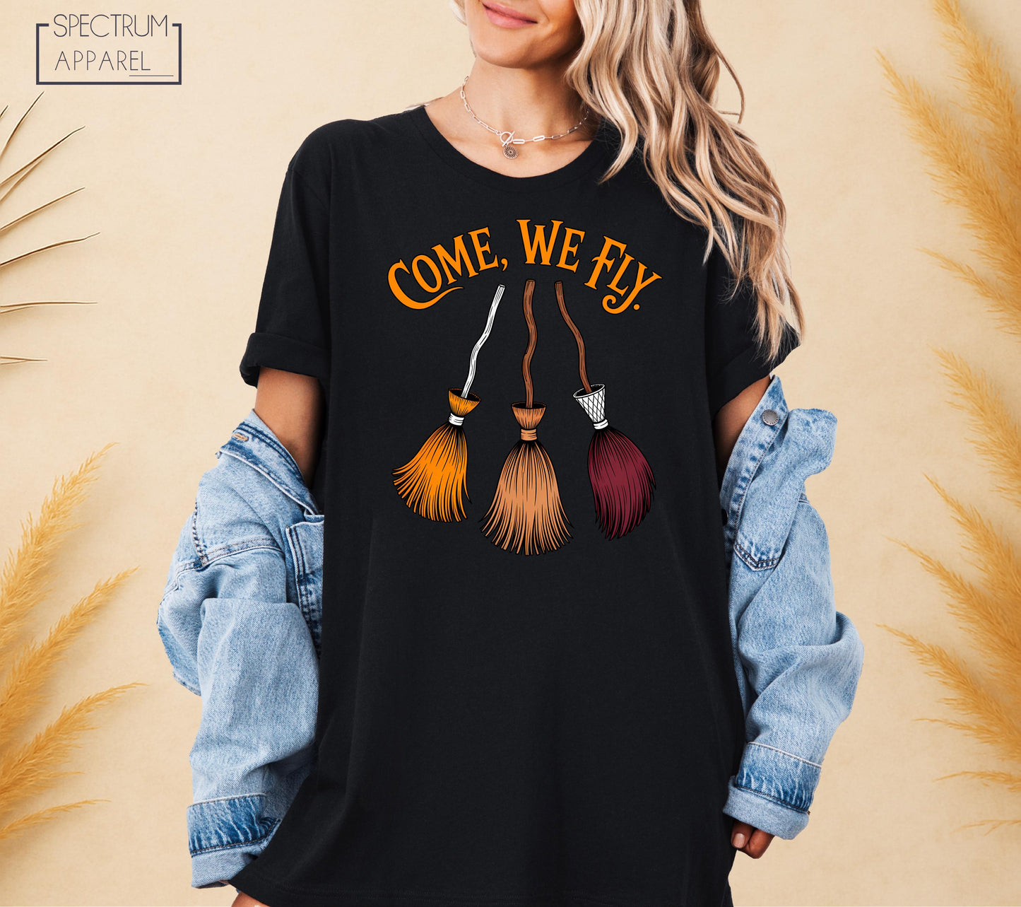 Come We Fly T-Shirt, Come We Fly Halloween Shirt, Come We Fly October Shirt, Halloween Witch Broom Tee, Spooky Witch Shirt, Cute Autumn Tee