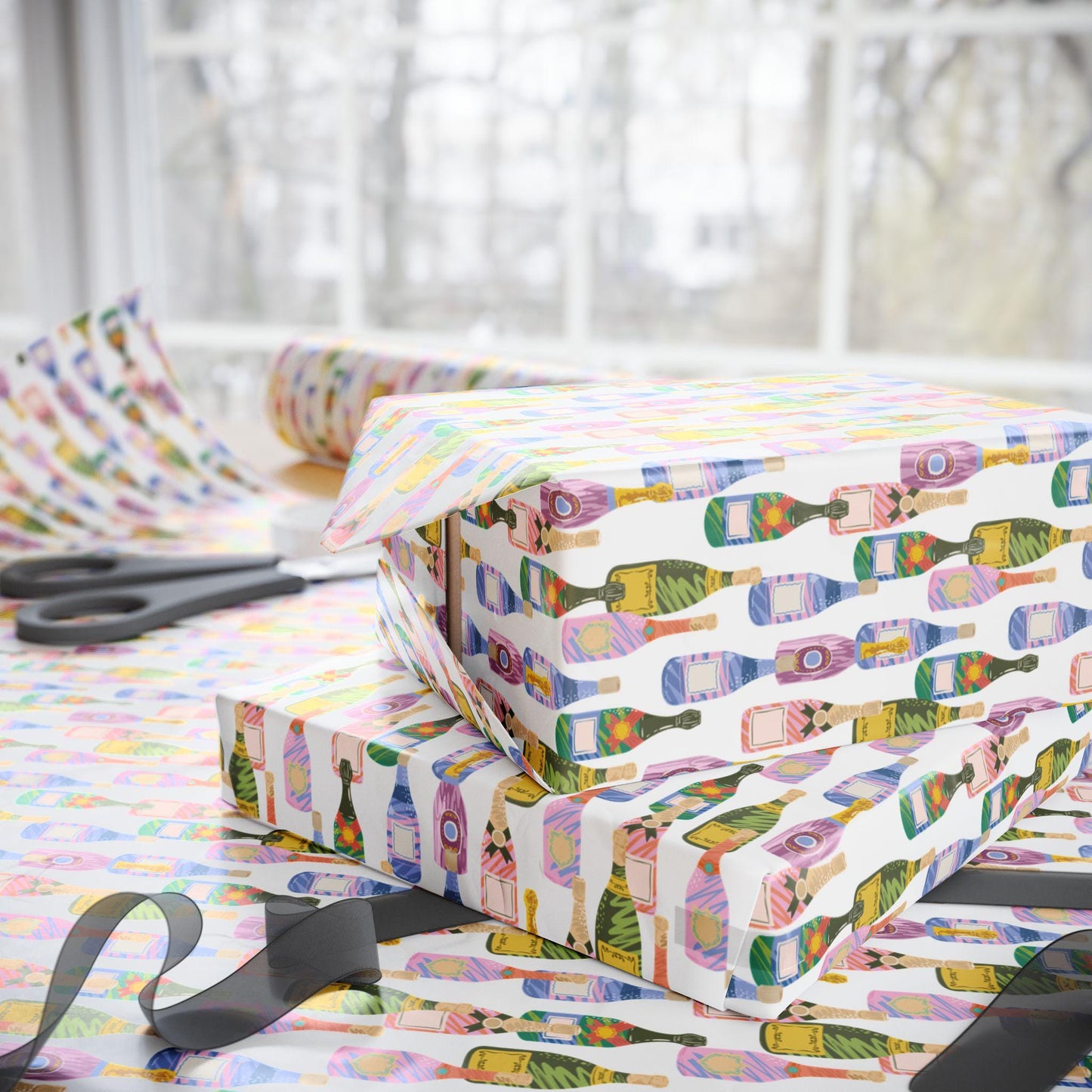 Italian Bachelorette Wrapping Paper Amalfi Coast Alcohol Bottle Gift Wrap Wine & Spirits Alfresco Dining Foodie Party Italian Summer Vibe