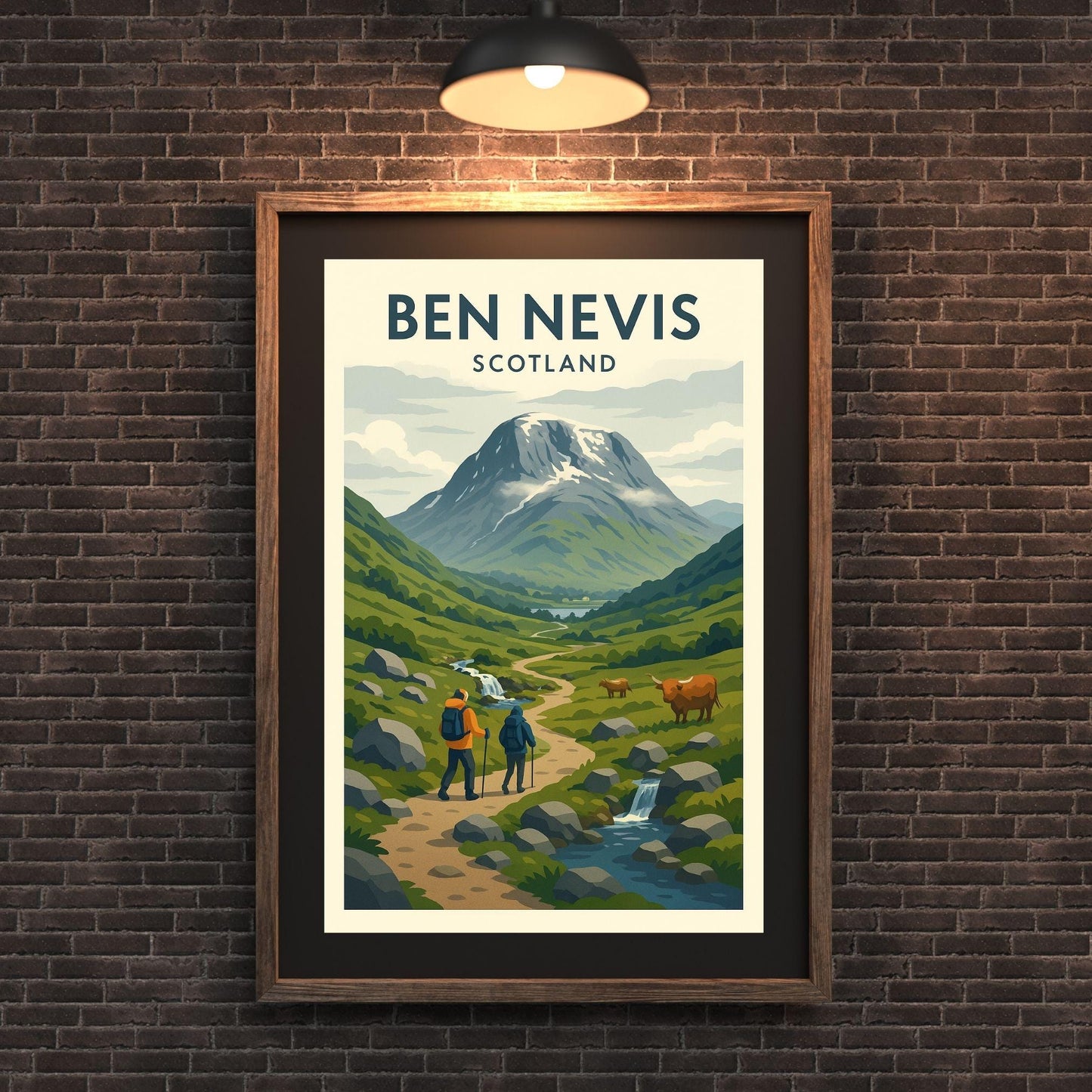 Ben Nevis Scotland Poster Wall Art, Mountain Climbing Print, Home Décor Gift for Wedding & Birthday, Three Peaks Challenge Scotland Poster
