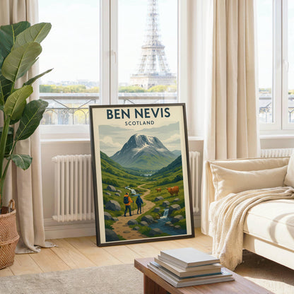 Ben Nevis Scotland Poster Wall Art, Mountain Climbing Print, Home Décor Gift for Wedding & Birthday, Three Peaks Challenge Scotland Poster