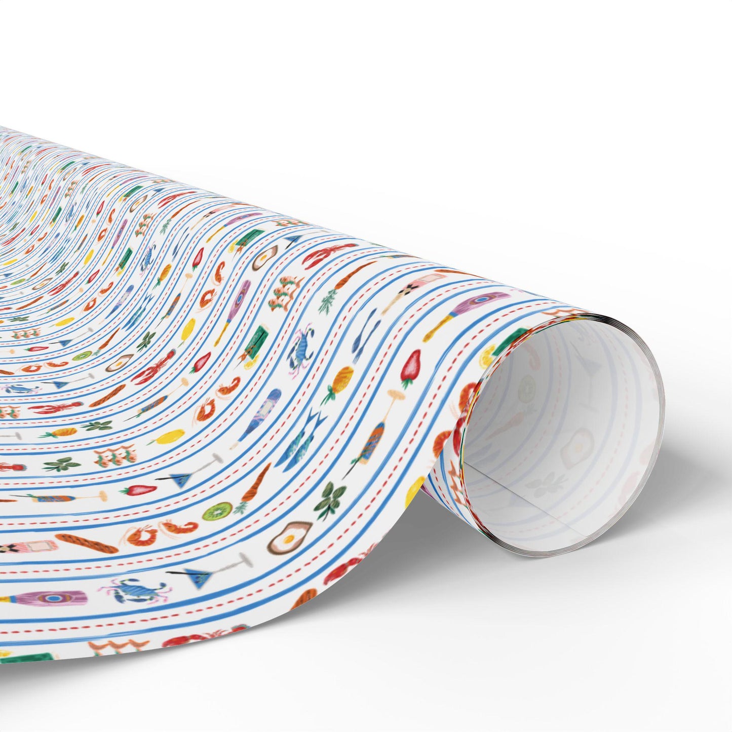 Seafood Print Wrapping Paper Vintage tinned Fish Lobster Sardine Art Gift Wrap for Foodies, Coastal Weddings, Tomato Girl Italian Summer