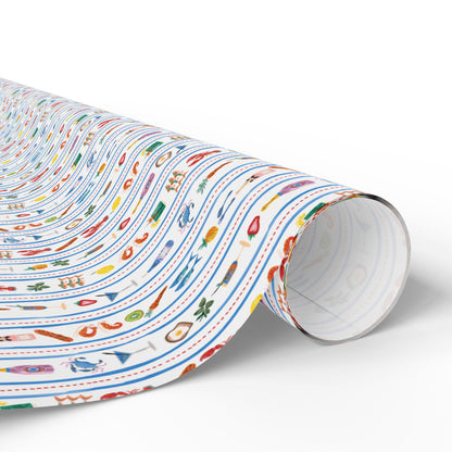 Seafood Print Wrapping Paper Vintage tinned Fish Lobster Sardine Art Gift Wrap for Foodies, Coastal Weddings, Tomato Girl Italian Summer