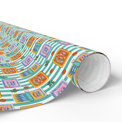 Sardine Print Wrapping Paper Mediterranean tinned fish Fisherman Aesthetic Vintage Food Art for Seafood print foodie Gifts Amalfi Coast