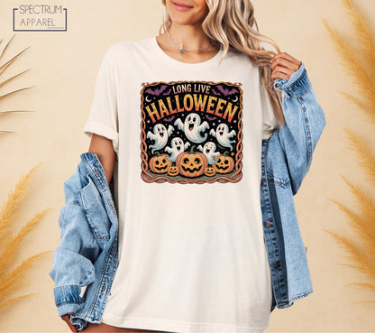 Long Live Halloween T-Shirt, Long Live Halloween Fall T-Shirt, Retro Halloween Ghost Shirt, Spooky Pumpkin Shirt, Pumpkin Patch Ghost Shirt