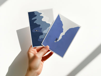 Aerial Ocean Print: Surfers, Canoe, Coastal Wall Art