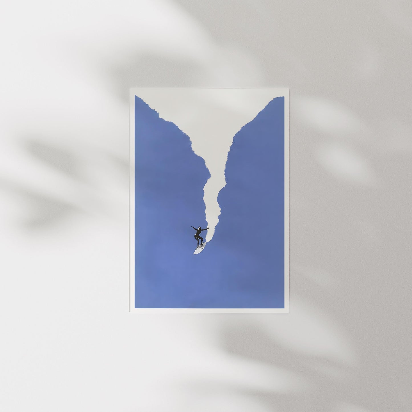 Minimalist Surf Print: Retro Art Deco Blue Beach Poster