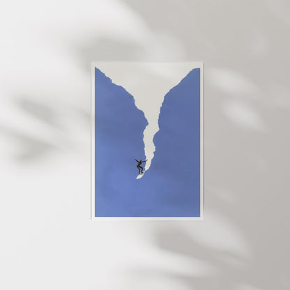 Minimalist Surf Print: Retro Art Deco Blue Beach Poster