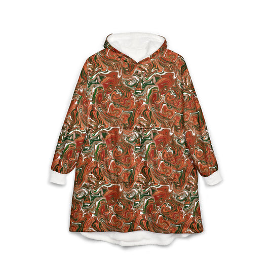 Terracotta Swirl Blanket Hoodie: Earth Tones Cozy Wearable Throw