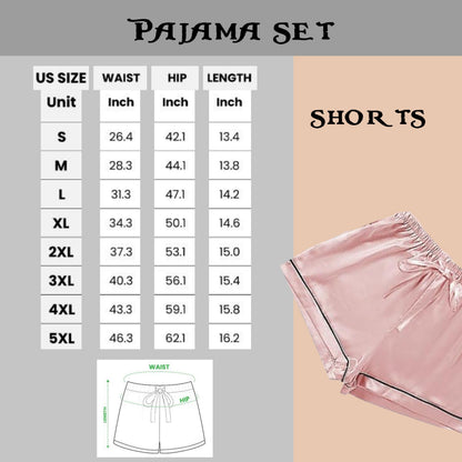 Chicken Short Sleeves Pajama Set, Farm Animal Lover Woman's Satin Pajama Reader Gift Pajamas Short Sleeve Shorts
