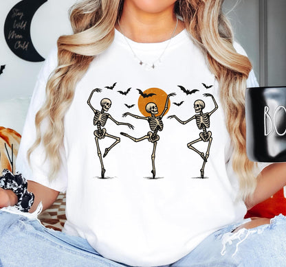 Halloween Skeleton Shirt, Dancing Skeleton T-Shirt, Ghost Skeleton Halloween Tee, Spooky Season Sweatshirt, Halloween Party Vacation Tee
