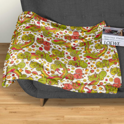 Kecleon Fleece Blanket, Soft Chameleon Character Throw, Home Decor Blanket, Kecleon Blanket Gifts