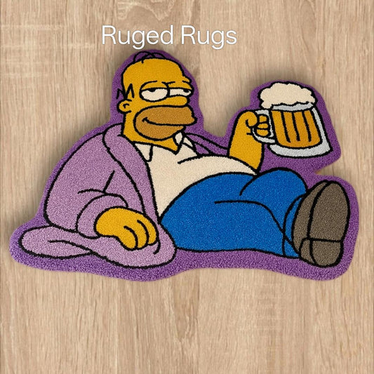Handmade Homer Simpson Rug: Tufted Cotton Pop Culture Decor