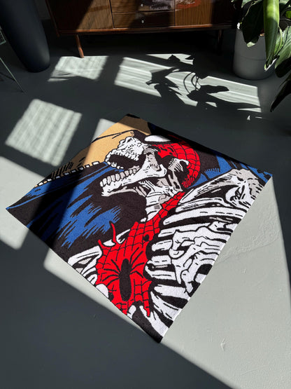Handmade Spider Skeleton Rug: Tufted Acrylic Artwork