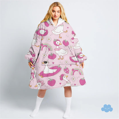 Strawberry Coquette Silly Goose Hooded Blanket