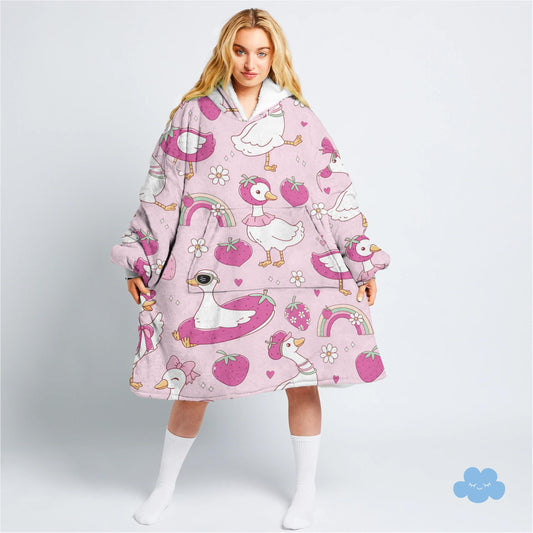 Strawberry Coquette Silly Goose Hooded Blanket
