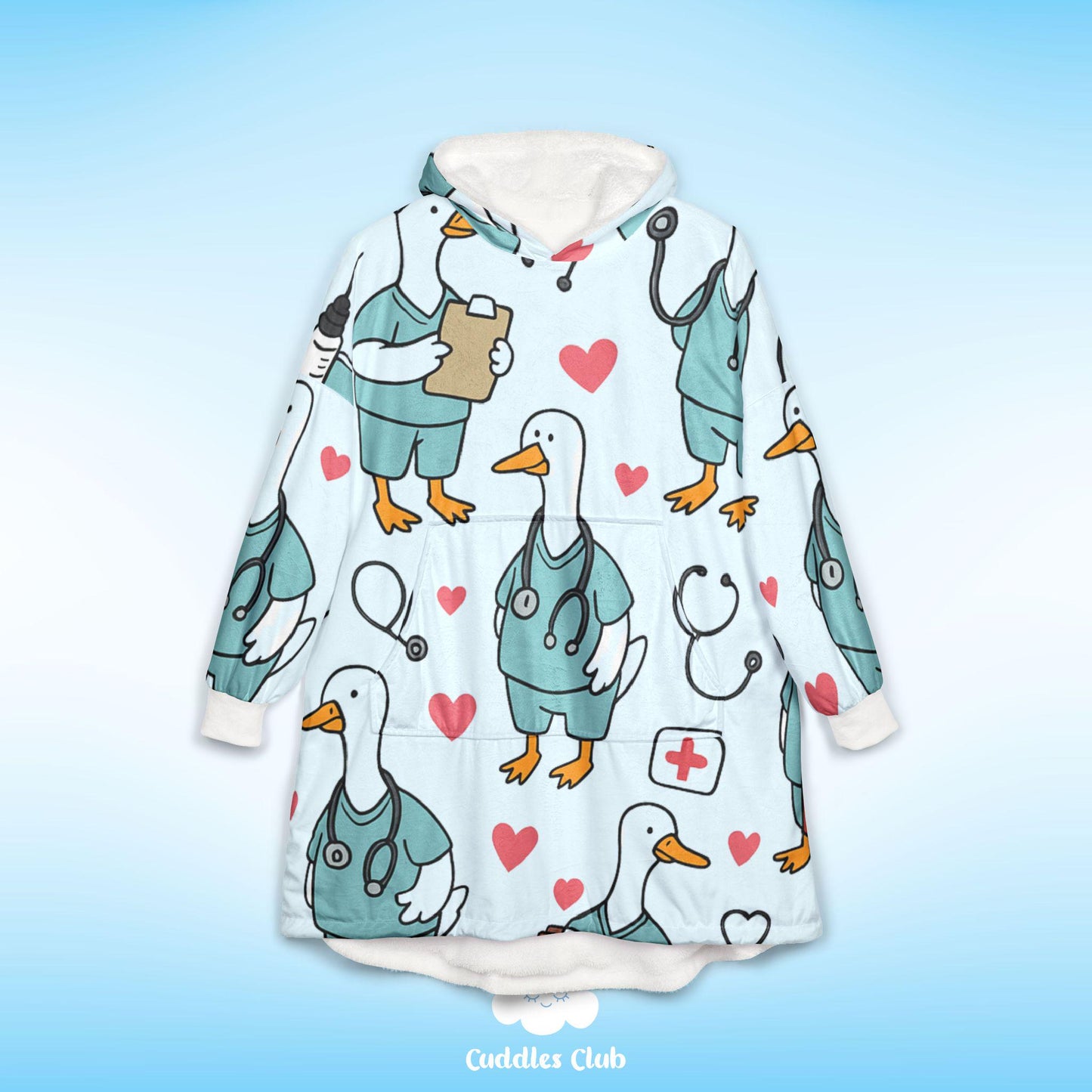 Pastel Nurse Goose Hooded Blanket - Soft Sweatshirt