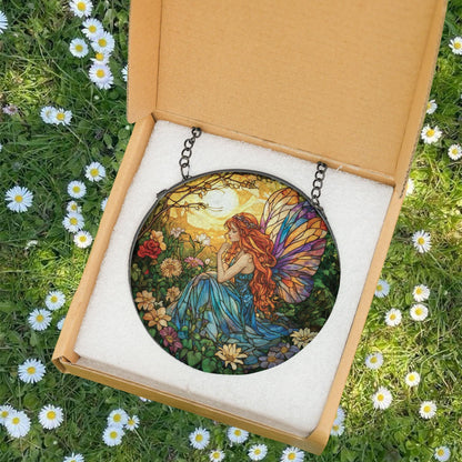 Butterfly Fairy Glass Suncatcher, Butterfly Fairy Ornament, Fairy Garden Decor, Fantasy Garden Decor, Magical Decor, Gift for Fantasy Lovers