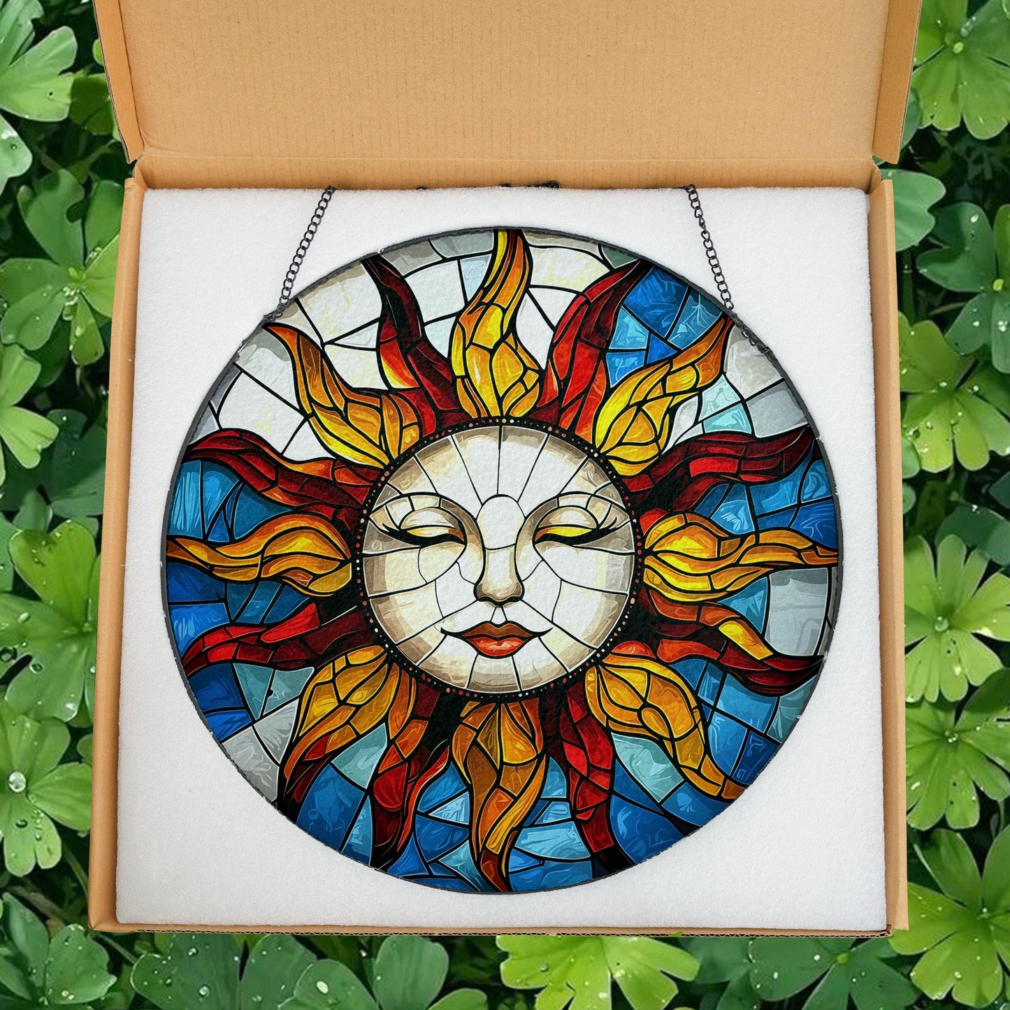 Sun Face Glass Suncatcher, Sun Suncatcher Ornament, Faces Light Catcher Window Hanging, Whimsical Spiral Sun, Sun Decor, Sun Set Lover Gift