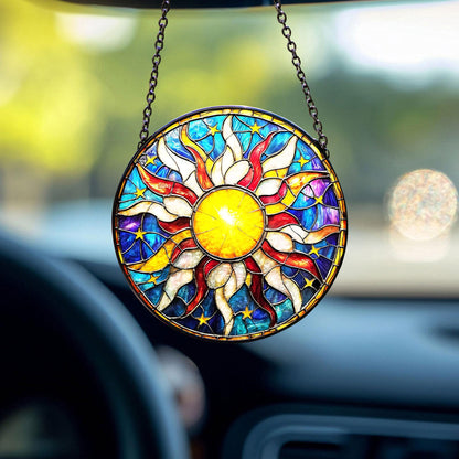 Sun Glass Suncatcher, Sun Suncatcher Ornament, Whimsical Spiral Sun, Sun Art, Sun Set Lover Gift, Sun Home Decor, New Home Decor, mom gift