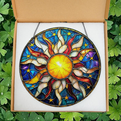 Sun Glass Suncatcher, Sun Suncatcher Ornament, Whimsical Spiral Sun, Sun Art, Sun Set Lover Gift, Sun Home Decor, New Home Decor, mom gift
