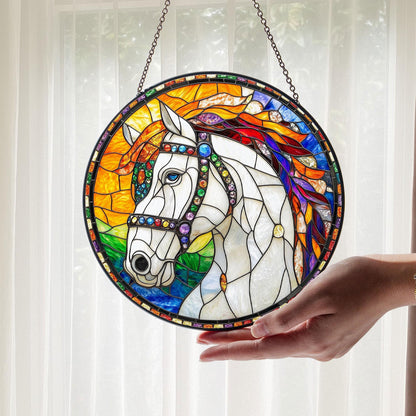 Horse SunCatcher Stained Glass, Equestrian Gifts, Horse Ranch Suncatcher Gifts, Horse Window Decor, Horse Glass Suncatcher, Lover Horse Gift