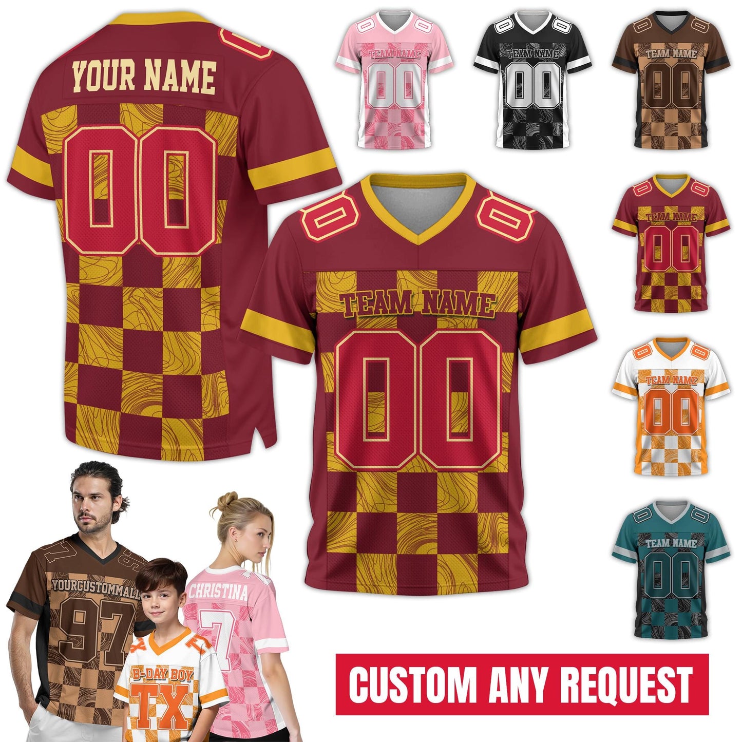 Custom Name Number Logo Football Jersey for Men Women Youth Kids, Personalized Football Jersey Uniform  American Football Fans Lovers Gifts