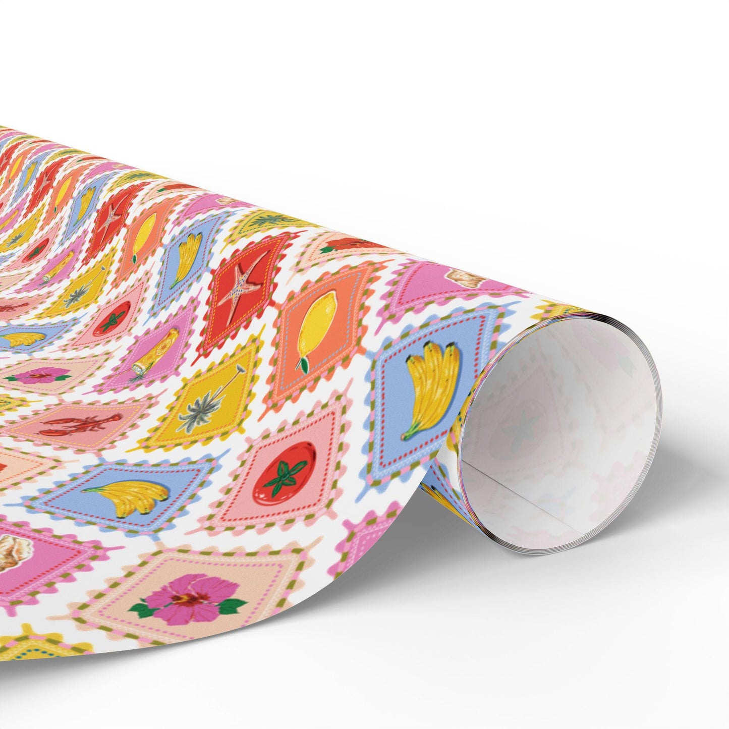 Tropical fruits Wrapping Paper Coconut girl Hibiscus Beach Exotic fruits Lemon Hawaii Birthday bachelorette ocean coastal wedding wrapping