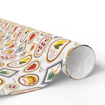 Vintage Tropical Coastal Wrapping Paper Hibiscus Palms Lemons for Beach Birthday Bachelorette Summer Hawaii Wedding Gift Wrap Island Theme