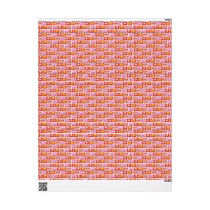 Tropical Hawaii Wrapping Paper with Island Flowers Palms and Exotic Fruits for Beach Birthday Bachelorette Coastal Summer Wedding Gift Wrap