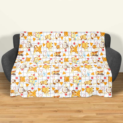 Pikachu and Raichu Blanket, Cotton Fleece Throw Blanket, Kawaii Character Decor, Home Decor Cozy Blanket, Pikachu Blanket Gifts