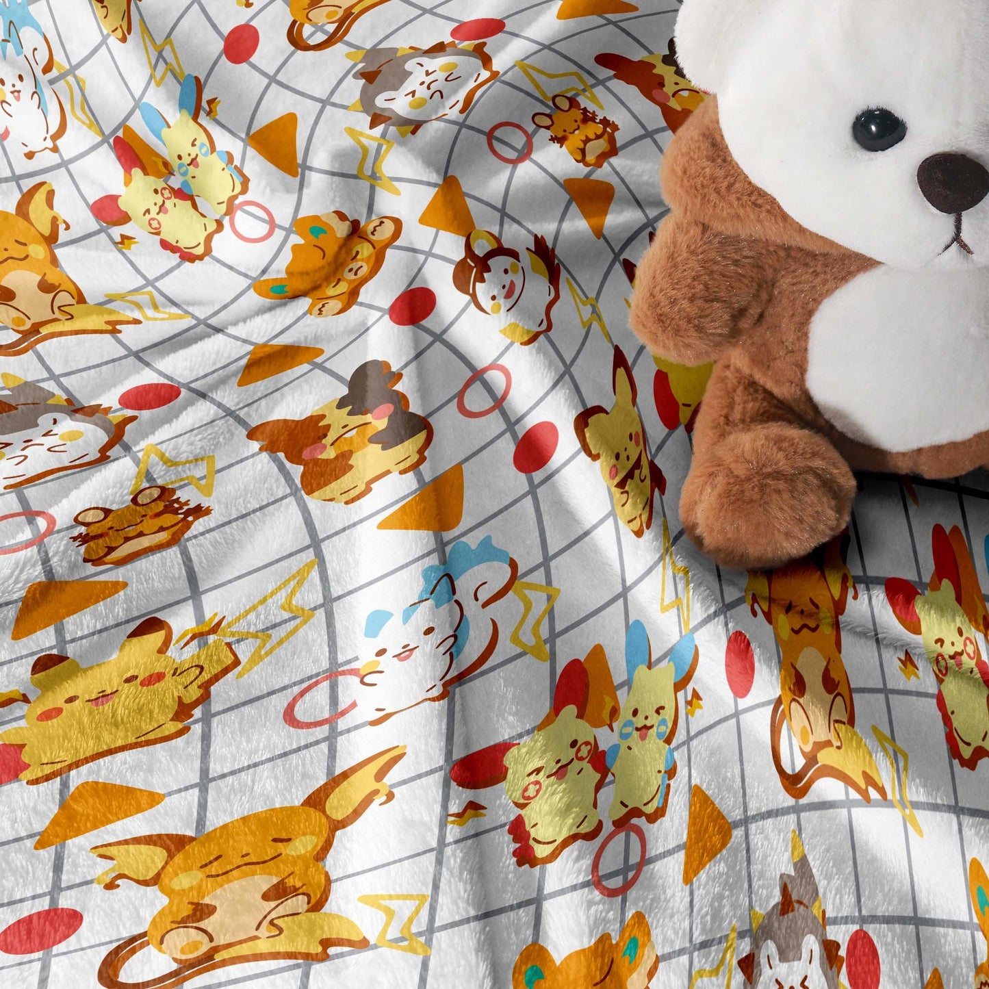 Pikachu and Raichu Blanket, Cotton Fleece Throw Blanket, Kawaii Character Decor, Home Decor Cozy Blanket, Pikachu Blanket Gifts