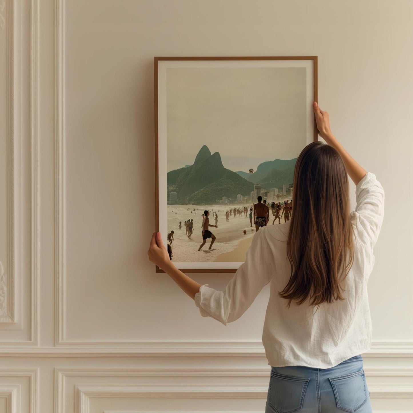 Ipanema Beach Soccer Print: Brazil Coastal Wall Art