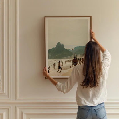 Ipanema Beach Soccer Print: Brazil Coastal Wall Art