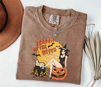 Comfort Colors® Season Of The Witch Shirt, Halloween Witch Shirt, Retro Halloween Shirt, Spooky Season Shirt, Fall Shirt, Halloween Tee
